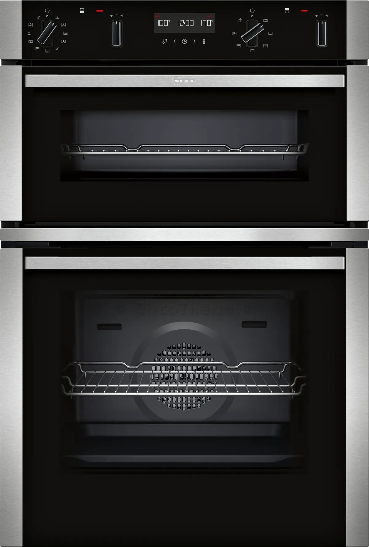 Neff U2ACH7AN7B N50 Built-In Electric Double Oven with Pyrolytic Cleaning, Stainless Steel, A Rated