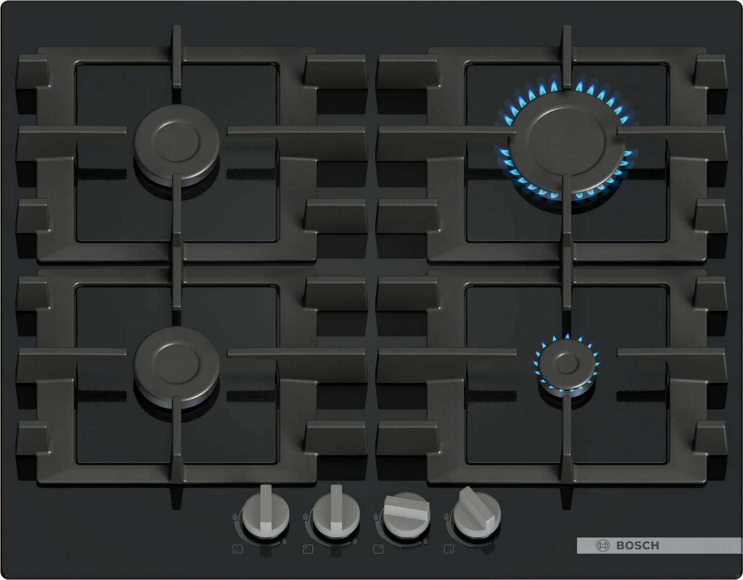 Bosch PNP6B6K40 Series 4 4 Burner Gas Hob,Tempered  Black Glass