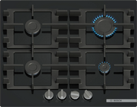 Bosch PNP6B6K40 Series 4 4 Burner Gas Hob,Tempered  Black Glass