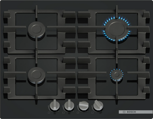 Bosch PNP6B6K40 Series 4 4 Burner Gas Hob,Tempered  Black Glass