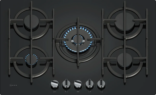 Neff T27PIQ4S0 N70 75cm 5 Burner Gas Hob, Black