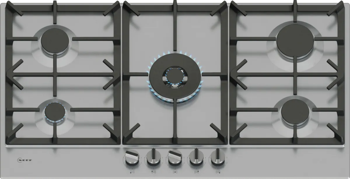 Neff T29CIR8N0 N70 5 Burner Gas Hob, Stainless Steel