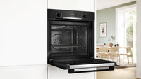 Bosch HQA574BB3B Series 4 Built-In Electric Single Oven with Pyrolytic Cleaning, Black, A+ Rated