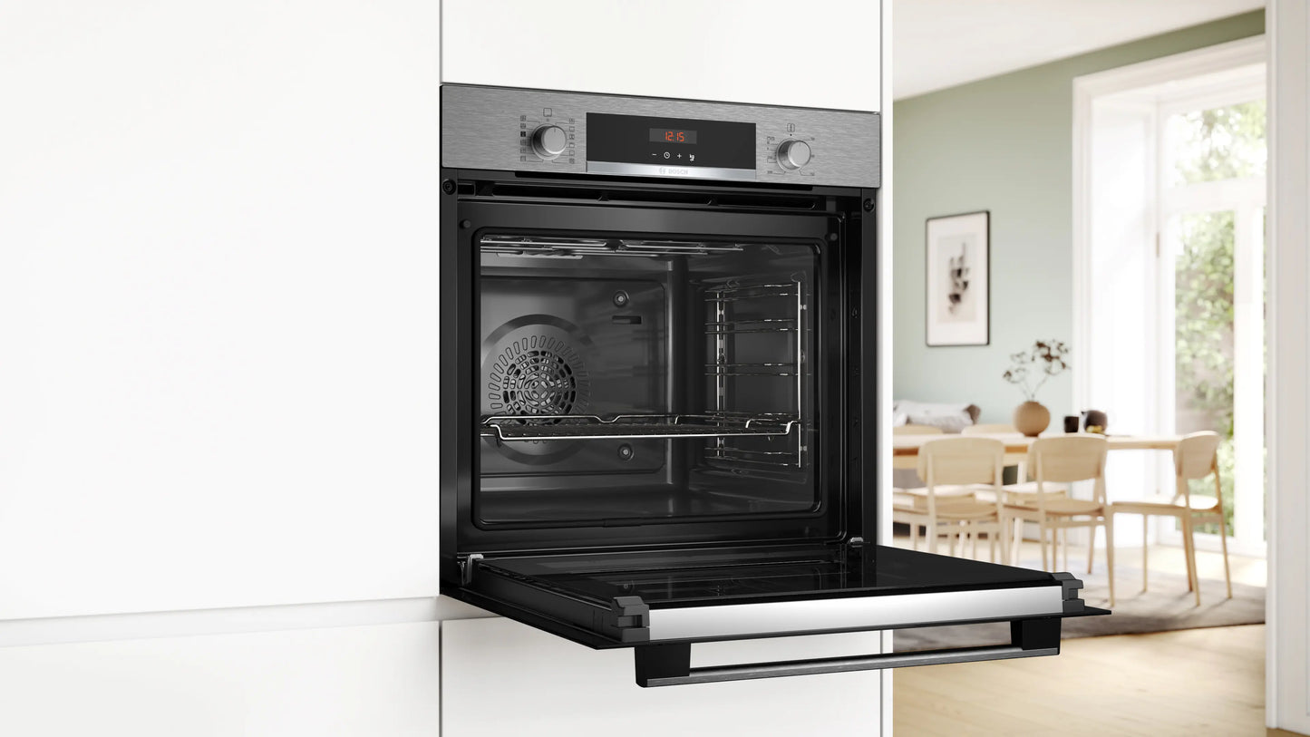 Bosch HQA574BS3B Series 4 Built-In Electric Single Oven with Pyrolytic Cleaning, Stainless Steel, A+ Rated