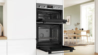 Bosch MBA533BS3B Series 4 Built-In Electric Double Oven, Stainless Steel, A Rated