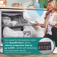 Bosch SMS6ZCW10G Series 6 Dishwasher, 14 Place Settings, White, B Rated