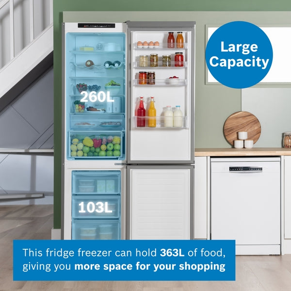 KGN392LDFG, Free-standing fridge-freezer with freezer at bottom