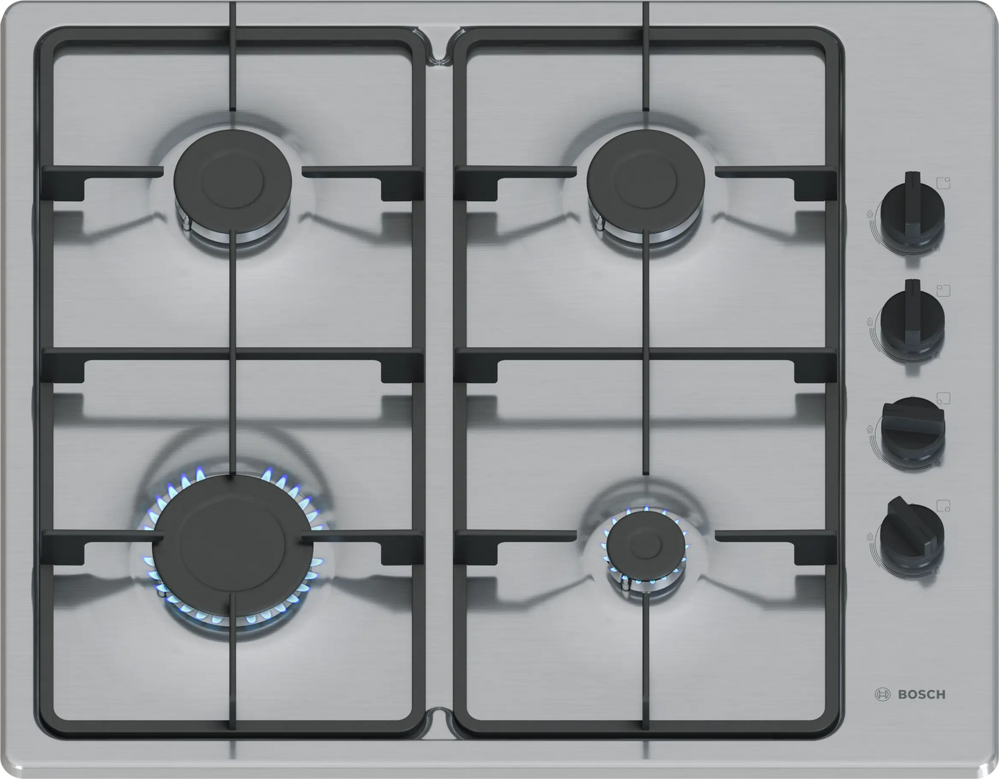Bosch PBP6B5K60 Series 2 4 Burner Gas Hob, Stainless Steel