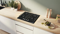 Bosch PNP6B6K40 Series 4 4 Burner Gas Hob,Tempered  Black Glass