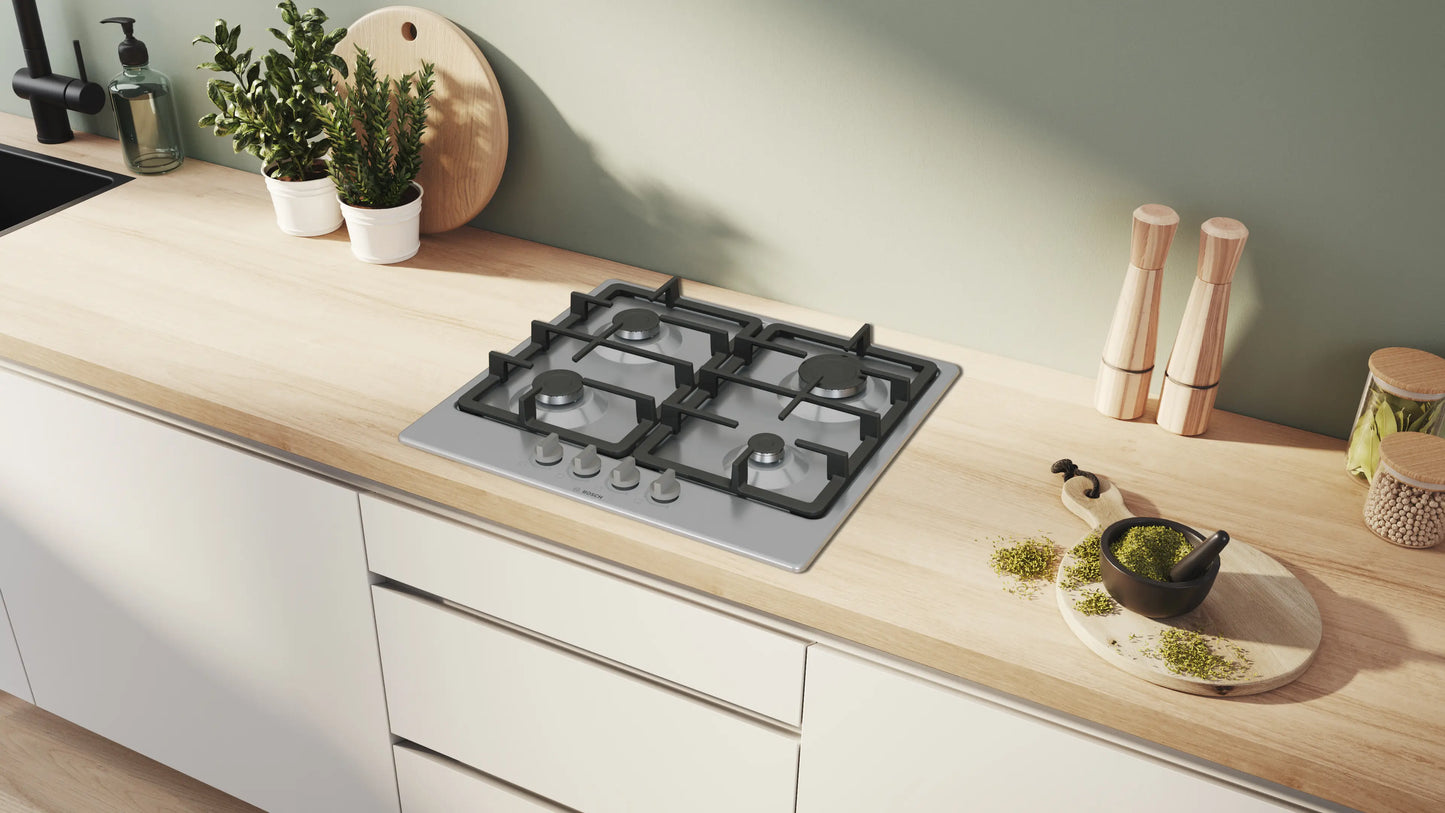 Bosch PGP6B5K90 Series 4 4 Burner Gas Hob, Stainless Steel