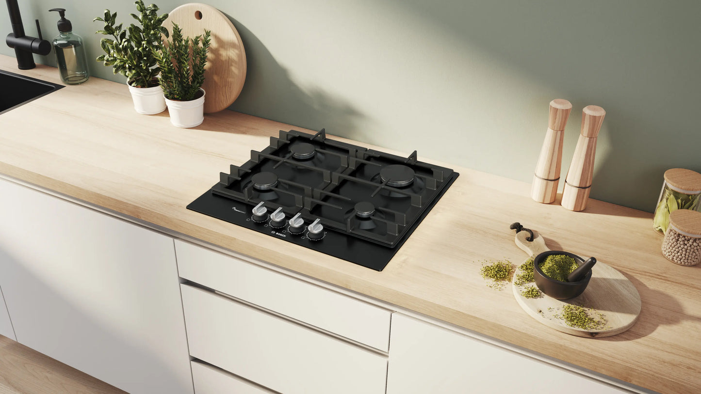 Bosch PCP6A6I90 Series 6 4 Burner Gas Hob, Black
