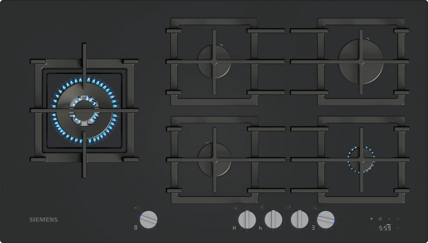 Siemens ER9A6SH40 iQ700 92cm 5 Burner Gas Hob, Black