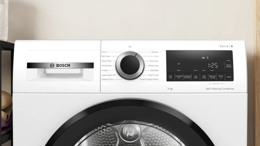 Bosch WQG24502GB Series 6 Heat Pump Tumble Dryer, 9kg, White, A+++