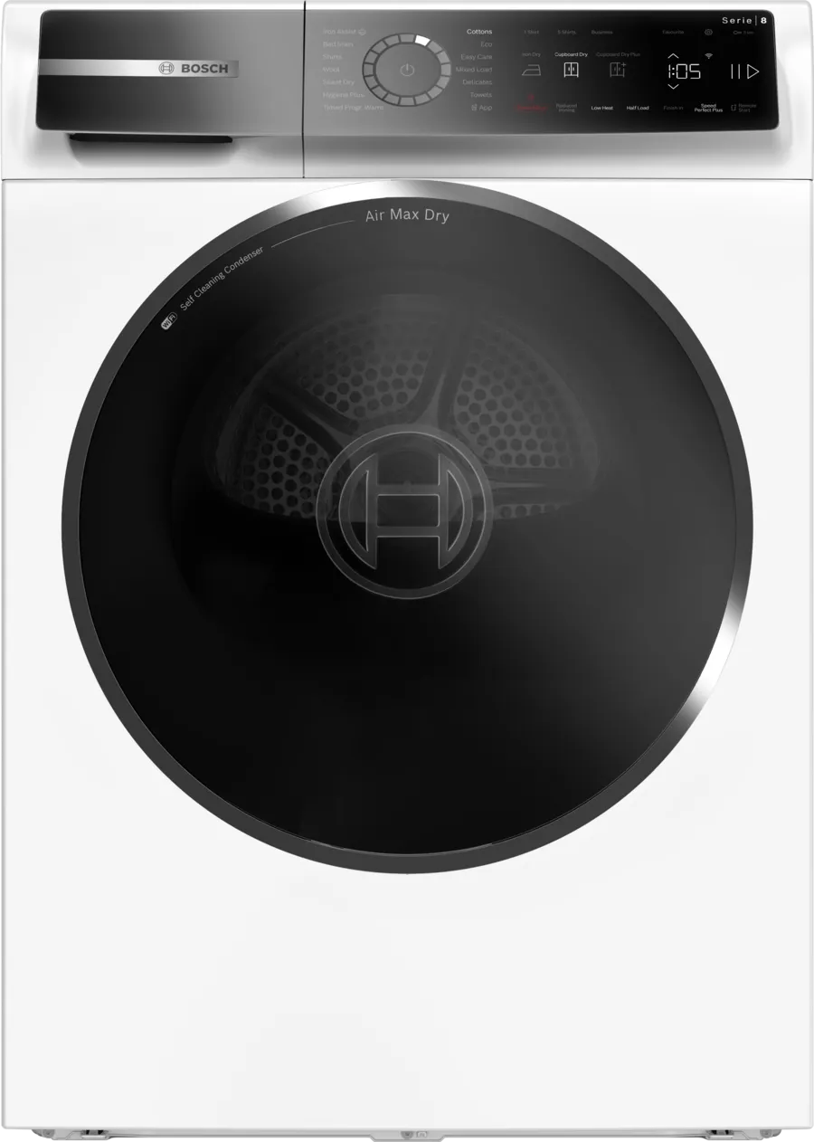 Bosch WRB247C9GB Series 8 Heat Pump Tumble Dryer, 9kg, White, A+++ Rated