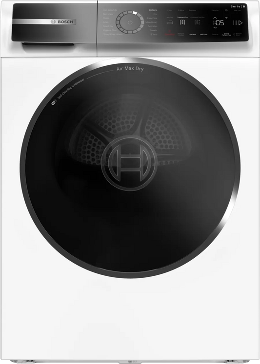 Bosch WRB247C9GB Series 8 Heat Pump Tumble Dryer, 9kg, White, A+++ Rated