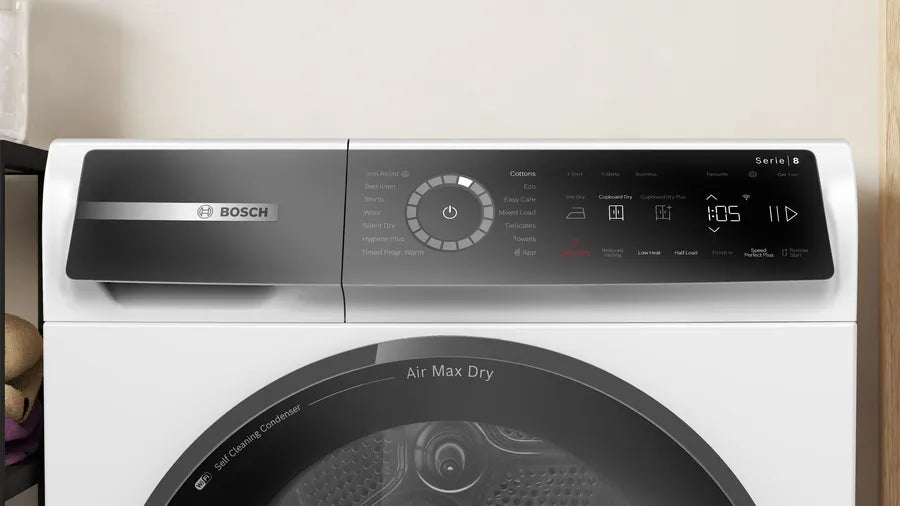 Bosch WRB247C9GB Series 8 Heat Pump Tumble Dryer, 9kg, White, A+++ Rated