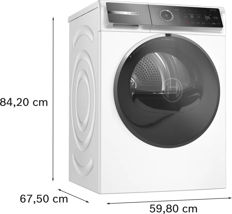 Bosch WRB247C9GB Series 8 Heat Pump Tumble Dryer, 9kg, White, A+++ Rated