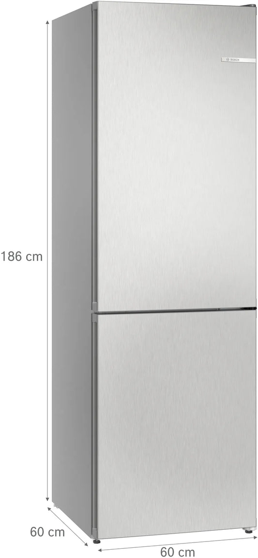 Bosch KGN362LDFG Series 4 No Frost Fridge Freezer, 60/40, Stainless Steel, D Rated