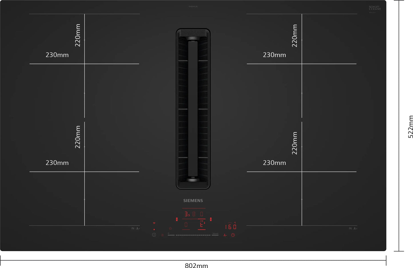 Siemens iQ700 EX81AHL26E 80cm Wide Matt Black Venting Induction Hob