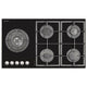 NordMende HGX903BGL 90cm Gas Hob with Cast Iron Pan Supports and Side Wok Burner Black Glass