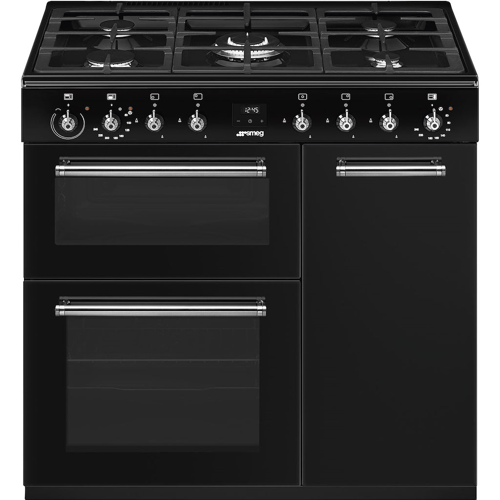 Concerto cooker, 90cm, triple cavity, gas hob, MF oven, black