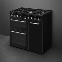 Concerto cooker, 90cm, triple cavity, gas hob, MF oven, black