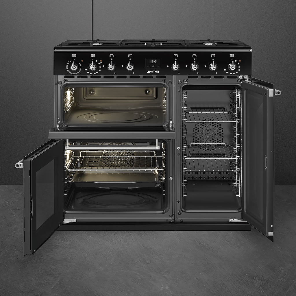 Concerto cooker, 90cm, triple cavity, gas hob, MF oven, black
