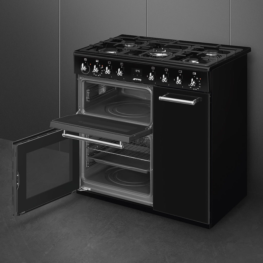 Concerto cooker, 90cm, triple cavity, gas hob, MF oven, black