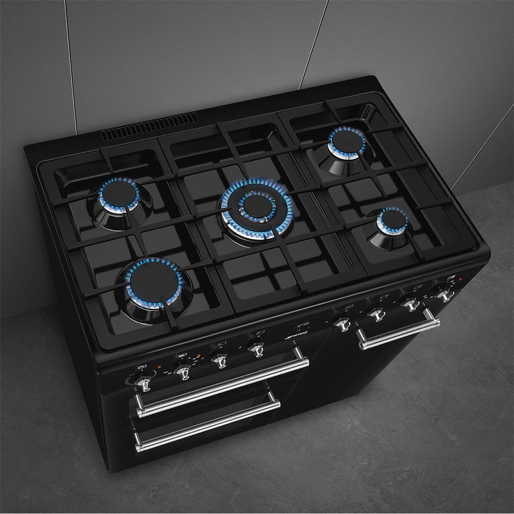 Concerto cooker, 90cm, triple cavity, gas hob, MF oven, black