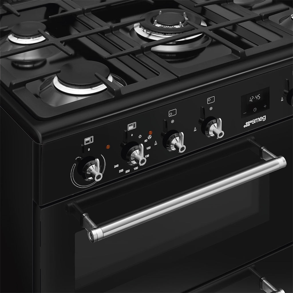 Concerto cooker, 90cm, triple cavity, gas hob, MF oven, black