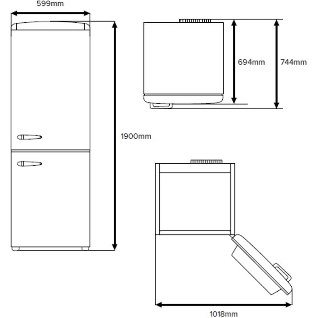 CDA Florence Sea Holly 199cm High 60/40 Frost Free Fridge Freezer - Sea Holly