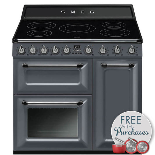 Smeg TR93IGR Induction Range Cooker, Slate Grey