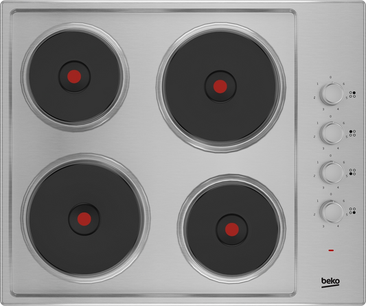 Beko HIBE64101X 60cm Sealed Plate Electric Hob - Stainless Steel