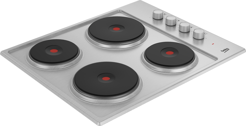 Beko HIBE64101X 60cm Sealed Plate Electric Hob - Stainless Steel