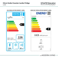 Statesman L255B 55cm Under Counter Larder Fridge Black