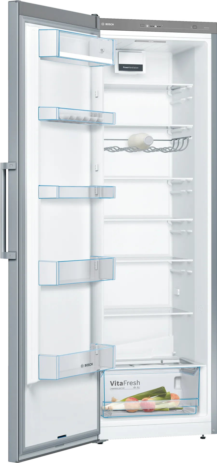Bosch KSV36VLEP Series 4 Tall Larder Fridge, Inox-look, E Rated