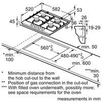 Neff T26CIP8N0 N70 4 Burner Gas Hob, Stainless Steel