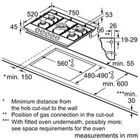 Neff T27CIQ8N0 N70 5 Burner Gas Hob, Stainless Steel