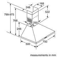Bosch DWP74BC50B Series 2 75cm Chimney Cooker Hood, Stainless Steel, C Rated