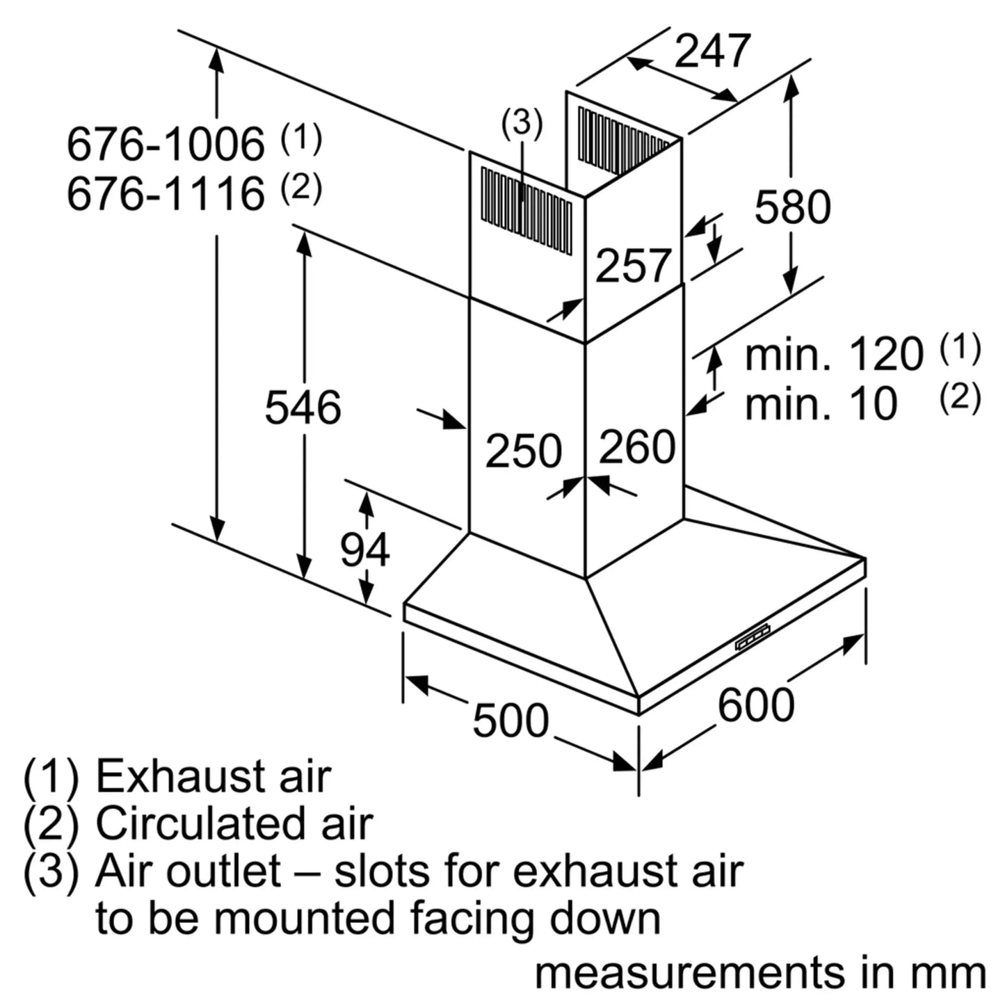 Bosch DWQ66DM50B Series 4 60cm Chimney Cooker Hood, Stainless Steel, A Rated