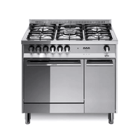 Maxima 90 cm 5 - Burner Dual Fuel Range Cooker with Storage Compartment - Stainless Steel - Lofra Cookers