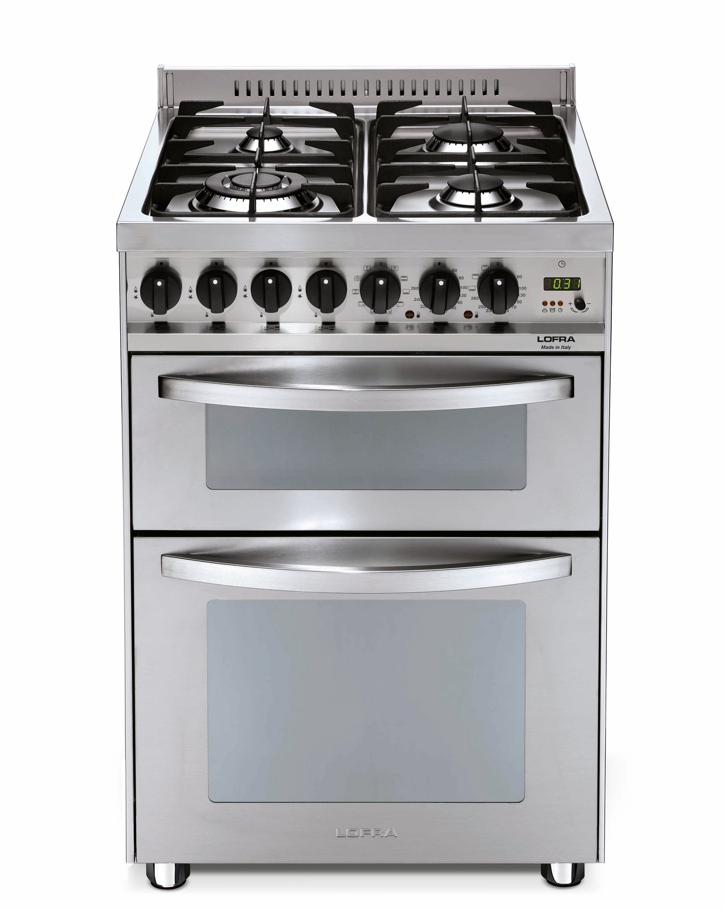 Professional 60 cm Double Oven Dual Fuel Range Cooker - Stainless Steel