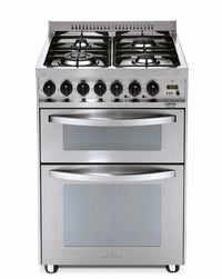 Professional 60 cm Double Oven Dual Fuel Range Cooker - Stainless Steel