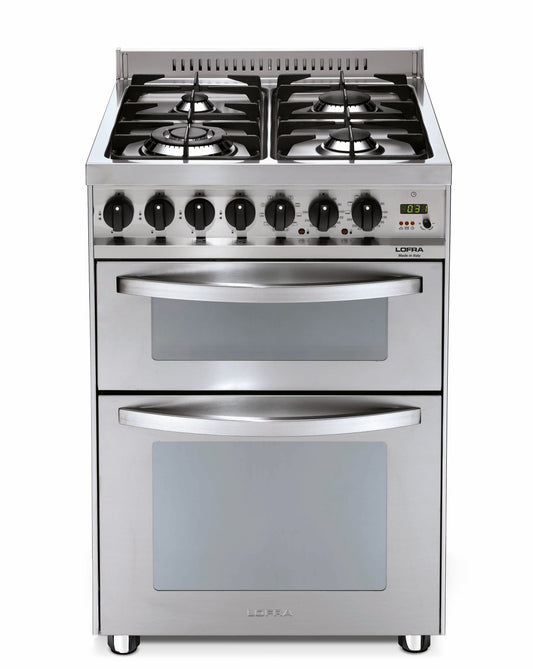 Professional 60 cm Double Oven Dual Fuel Range Cooker - Stainless Steel