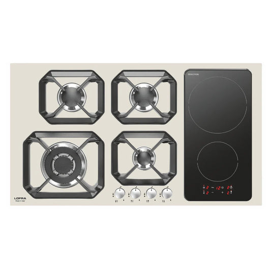 Professional Stainless Steel Mixed Hob 90 cm - Nettuno - Ivory White
