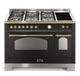 Dolcevita 120 cm Mixed Burners Double Electric Oven Dual Fuel Range Cooker - Black Matt - Brass Finish