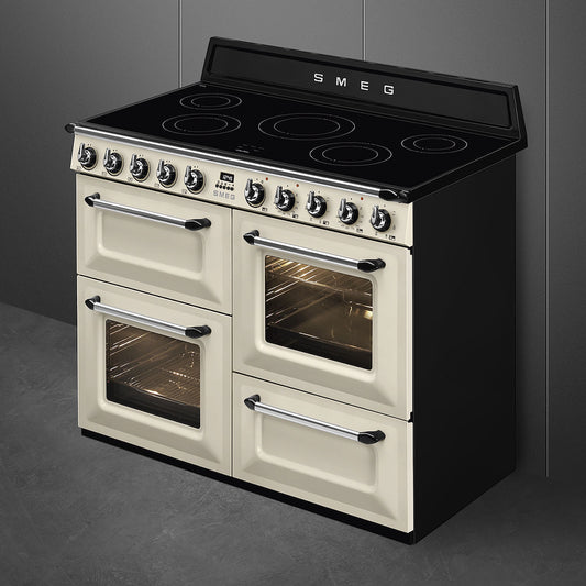 Smeg TR4110iP Victoria cooker, 110cm, triple cavity, induction hob, MF oven, cream