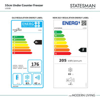 Statesman 55cm Undercounter Freezer - Black