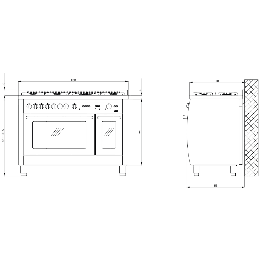 Curva 120 cm Dual Fuel Range Cooker - Stainless Steel - Lofra Cookers