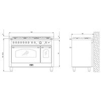 Dolcevita 120 cm Double Electric Oven Dual Fuel Range Cooker - Black Matte - Brass Finish - Lofra Cookers